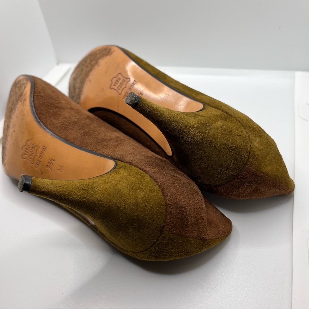 Vintage Bally Suede Multicolour Heels shoes Gold Pointed Toe Italy Rosalyn Pumps - Picture 9 of 12